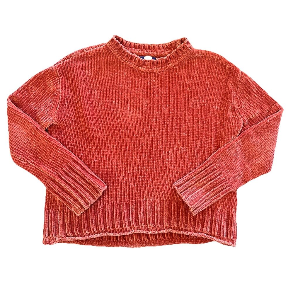 Aeropostale Y2K Style Women's Rust Orange Chenille Knit Sweater Boxy Crop Size S
